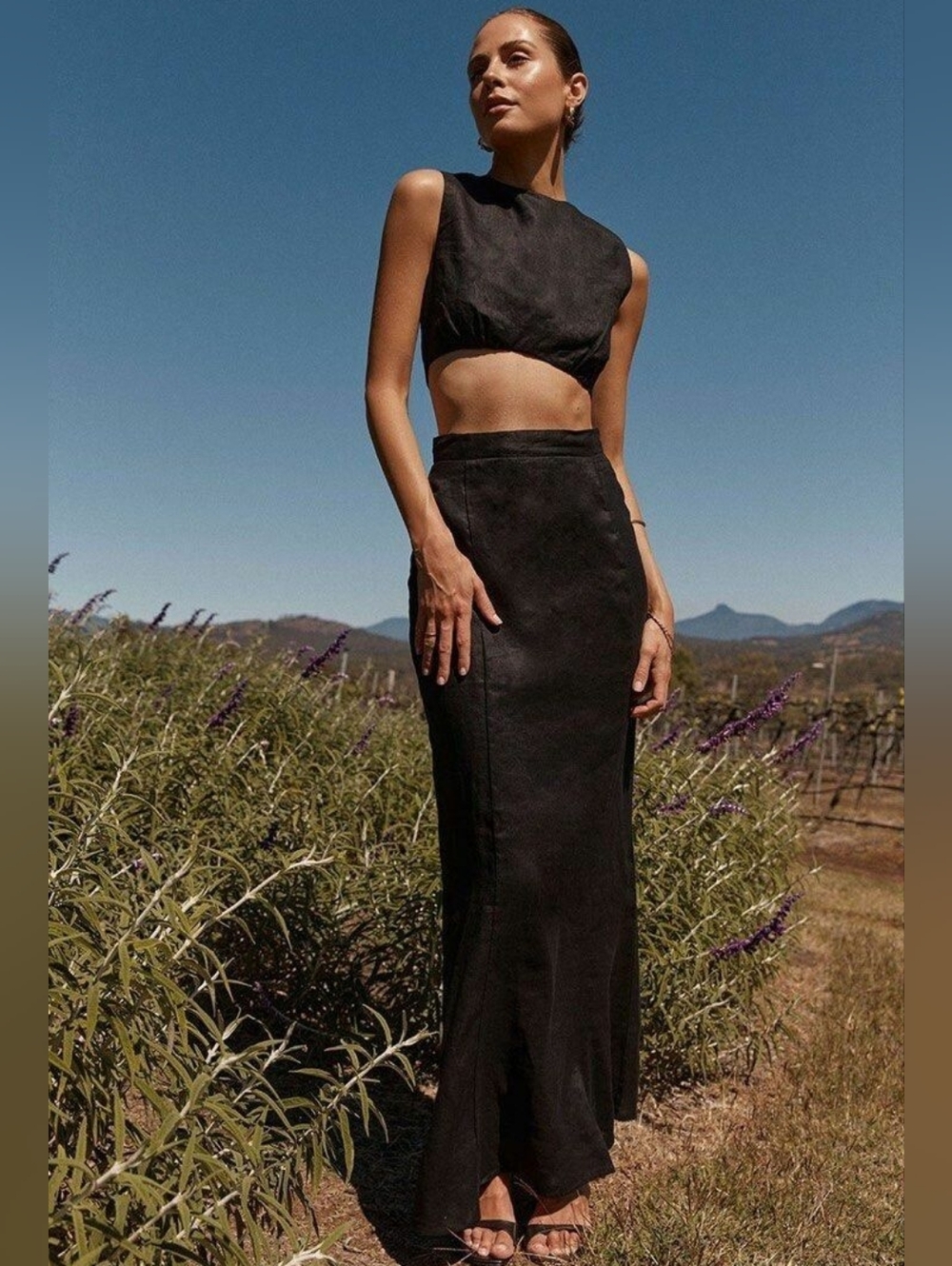 Dissh Black Linen Maxi Skirt - Picture 9 of 9